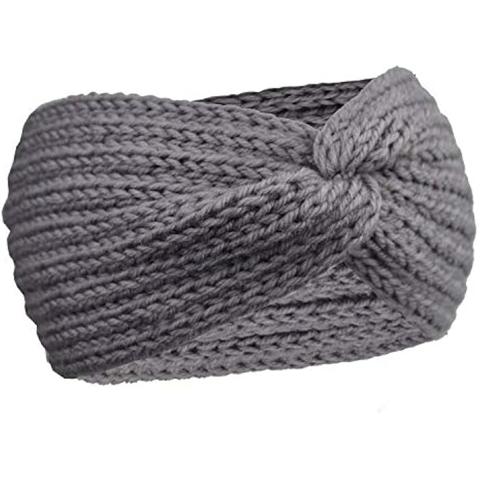 DRESHOW 4 Pack Crochet Knit Turban Headband Warm Bulky Crocheted Head Wrap Headband Ear Warmer for Women - Image 3